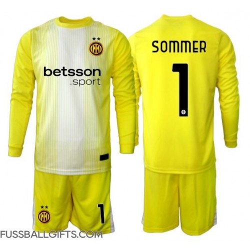 Inter Milan Yann Sommer #1 Torwart Fußballbekleidung Auswärtstrikot Kinder 2025-26 Langarm (+ kurze hosen)